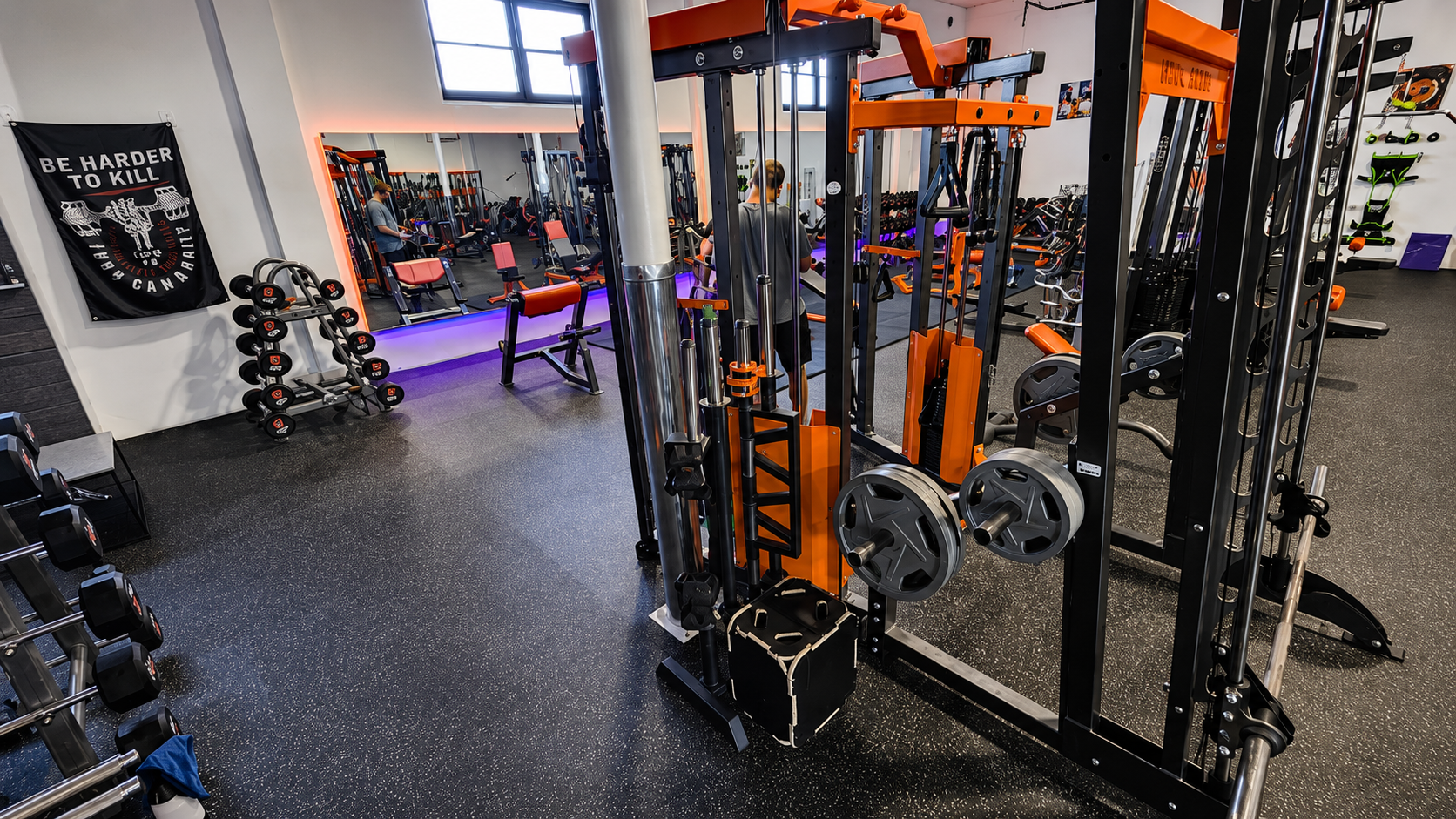 Brickhouse Gym free-weight and machine floor in Regina, Saskatchewan